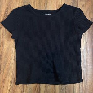 American Eagle Outfitters Black Ribbed Short Sleeve Tee